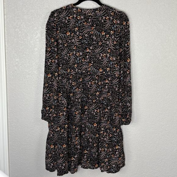 Anthropologie Maeve Swing Dress Long Bishop Slv Floral Boho Dark Romantic Sz L - Picture 3 of 5